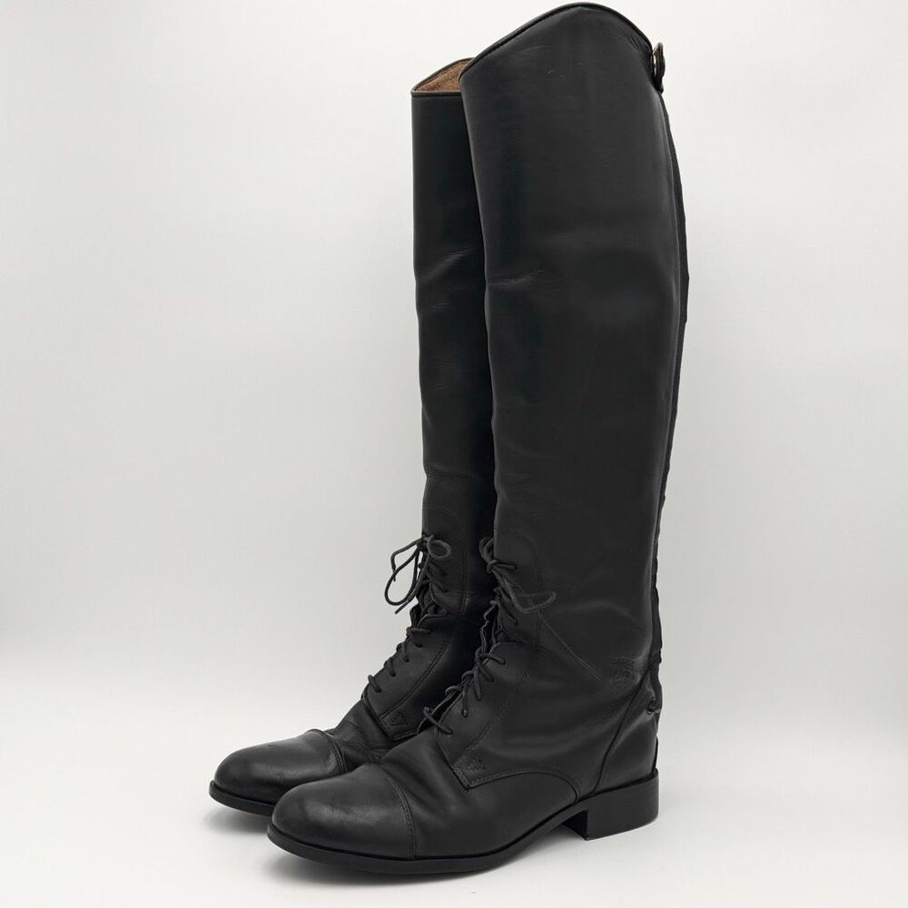 Tall Black Lace-Up Riding Boots - Women